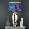 Pink And Blue Tropical Palm Leaf Print Drum Lamp Shade