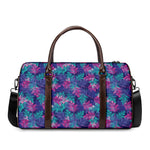 Pink And Blue Tropical Palm Leaf Print Duffle Bag