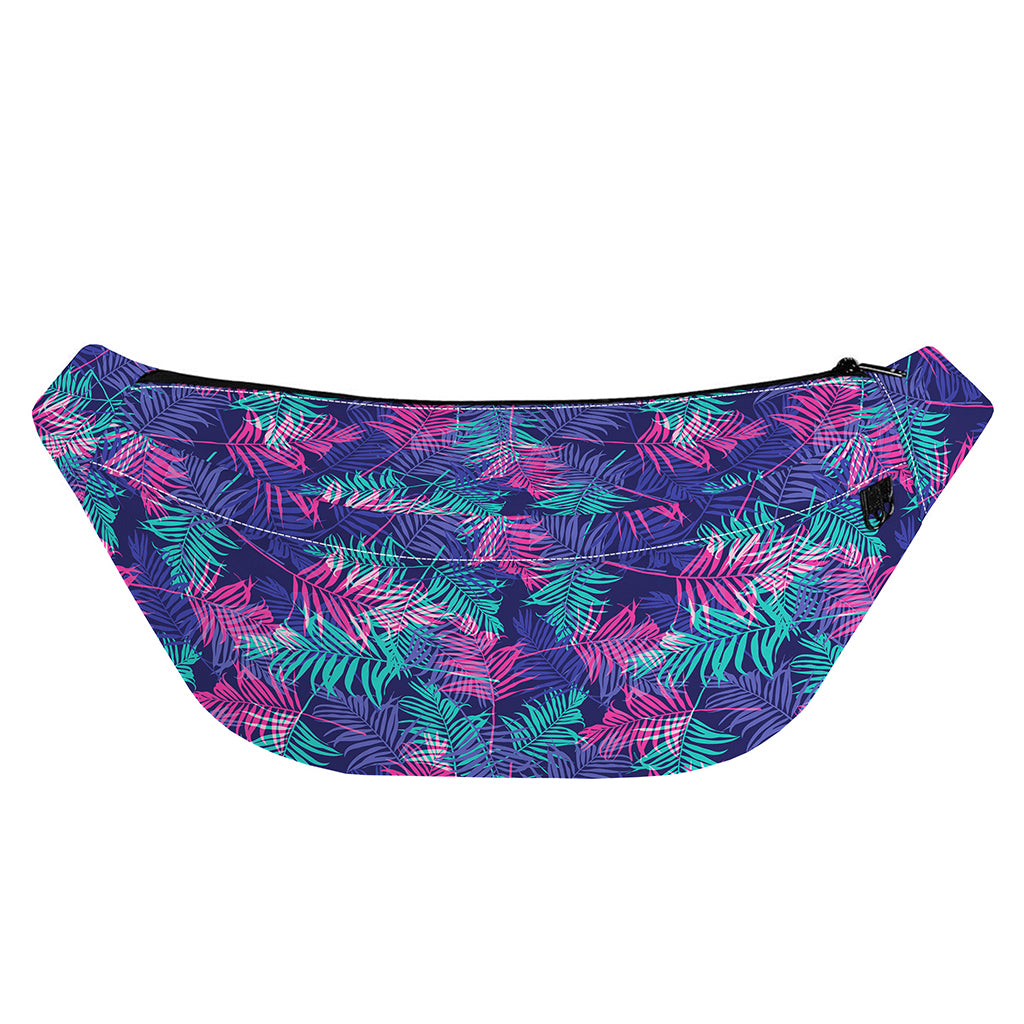 Pink And Blue Tropical Palm Leaf Print Fanny Pack