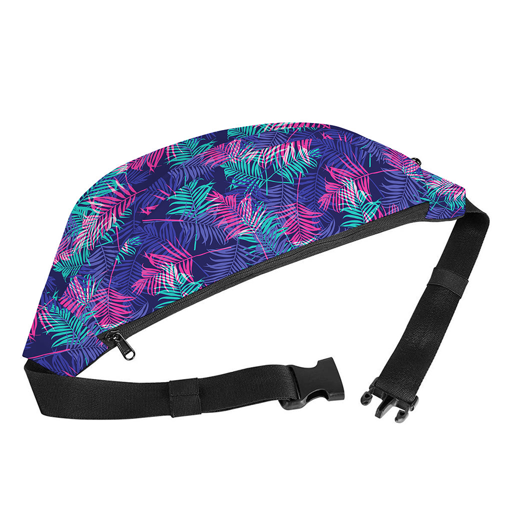 Pink And Blue Tropical Palm Leaf Print Fanny Pack