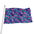 Pink And Blue Tropical Palm Leaf Print Flag