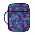 Pink And Blue Tropical Palm Leaf Print Front Pocket Bible Bag