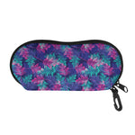 Pink And Blue Tropical Palm Leaf Print Glasses Case