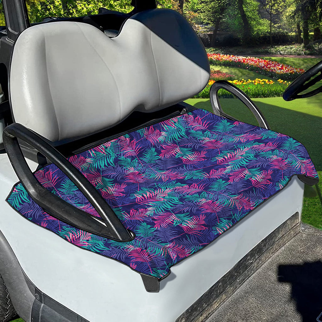 Pink And Blue Tropical Palm Leaf Print Golf Cart Seat Cover