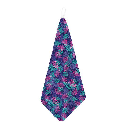 Pink And Blue Tropical Palm Leaf Print Hand Towel