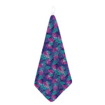 Pink And Blue Tropical Palm Leaf Print Hand Towel
