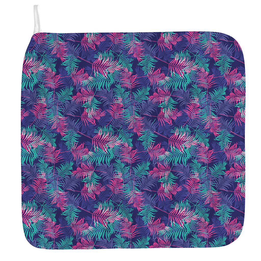 Pink And Blue Tropical Palm Leaf Print Hand Towel