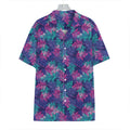 Pink And Blue Tropical Palm Leaf Print Hawaiian Shirt