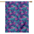 Pink And Blue Tropical Palm Leaf Print House Flag