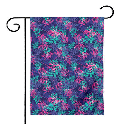 Pink And Blue Tropical Palm Leaf Print House Flag
