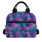 Pink And Blue Tropical Palm Leaf Print Insulated Lunch Bag