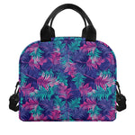 Pink And Blue Tropical Palm Leaf Print Insulated Lunch Bag