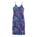 Pink And Blue Tropical Palm Leaf Print Jersey Midi Cami Dress