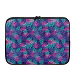 Pink And Blue Tropical Palm Leaf Print Laptop Sleeve