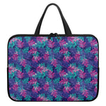 Pink And Blue Tropical Palm Leaf Print Laptop Sleeve With Handle