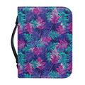 Pink And Blue Tropical Palm Leaf Print Leather Bible Cover