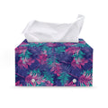 Pink And Blue Tropical Palm Leaf Print Leather Tissue Box Cover