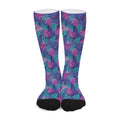 Pink And Blue Tropical Palm Leaf Print Long Socks