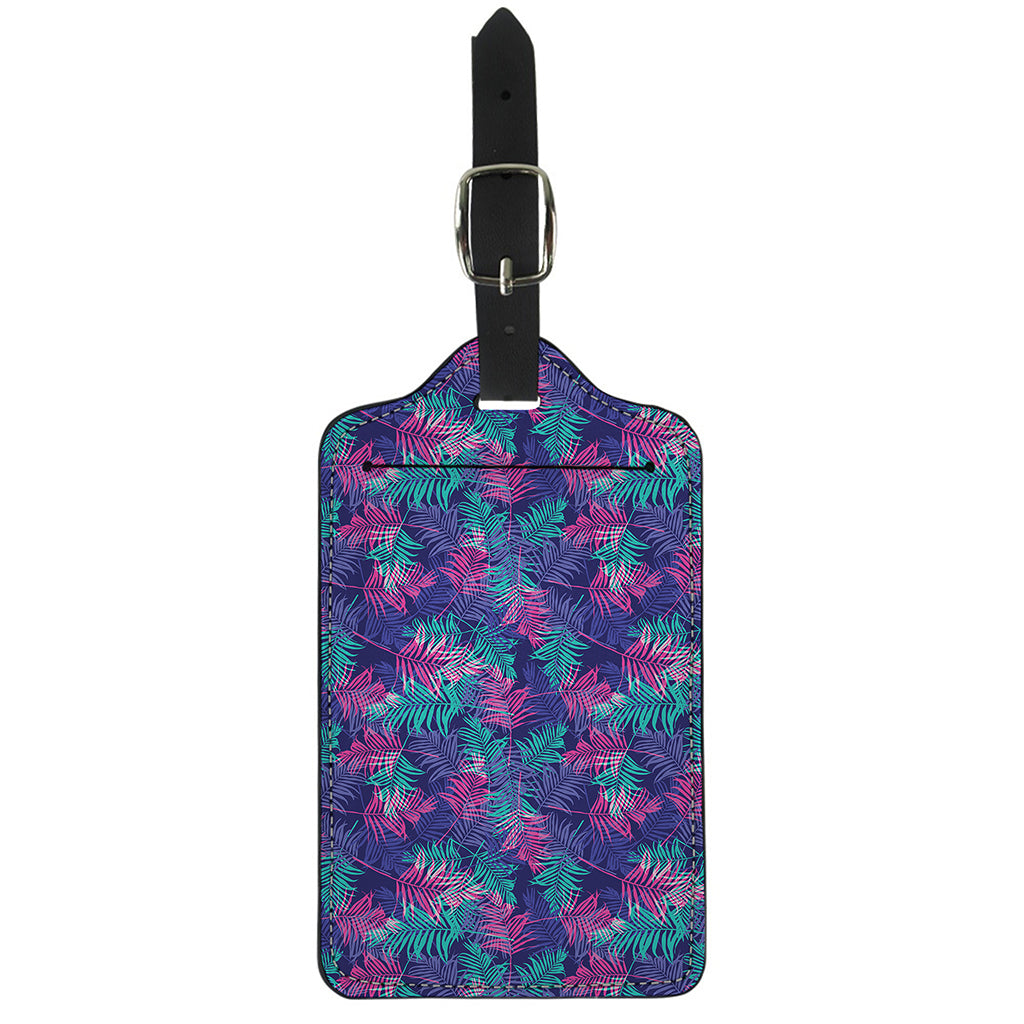 Pink And Blue Tropical Palm Leaf Print Luggage Tag