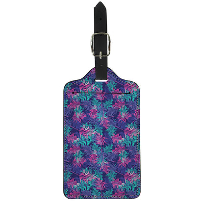 Pink And Blue Tropical Palm Leaf Print Luggage Tag