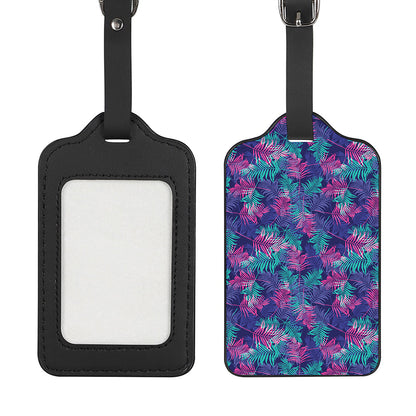 Pink And Blue Tropical Palm Leaf Print Luggage Tag