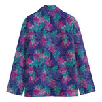 Pink And Blue Tropical Palm Leaf Print Men's Blazer