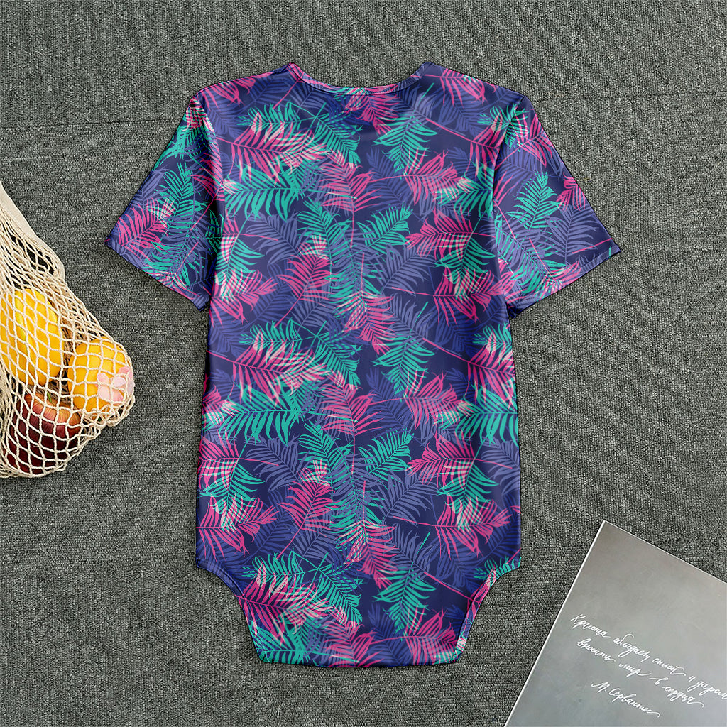 Pink And Blue Tropical Palm Leaf Print Men's Bodysuit