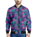 Pink And Blue Tropical Palm Leaf Print Men's Bomber Jacket
