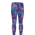 Pink And Blue Tropical Palm Leaf Print Men's Leggings