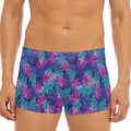 Pink And Blue Tropical Palm Leaf Print Men's Short Boxer Briefs