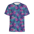 Pink And Blue Tropical Palm Leaf Print Men's Athletic T-Shirt