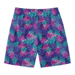 Pink And Blue Tropical Palm Leaf Print Men's Swim Trunks