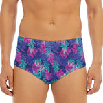 Pink And Blue Tropical Palm Leaf Print Men's Triangle Swim Briefs