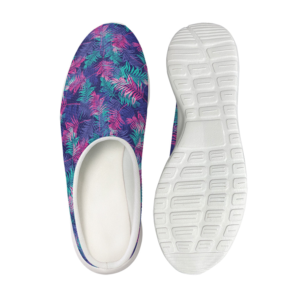 Pink And Blue Tropical Palm Leaf Print Mesh Casual Shoes