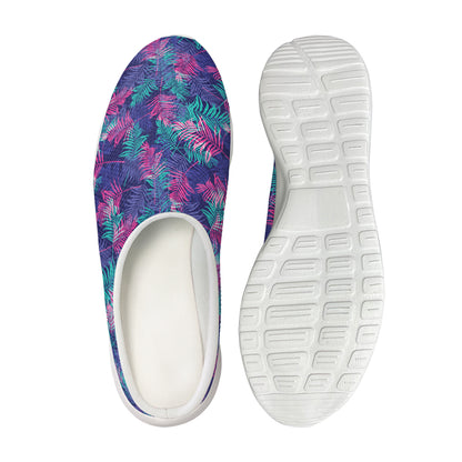 Pink And Blue Tropical Palm Leaf Print Mesh Casual Shoes
