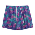 Pink And Blue Tropical Palm Leaf Print Mesh Shorts