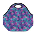 Pink And Blue Tropical Palm Leaf Print Neoprene Lunch Bag