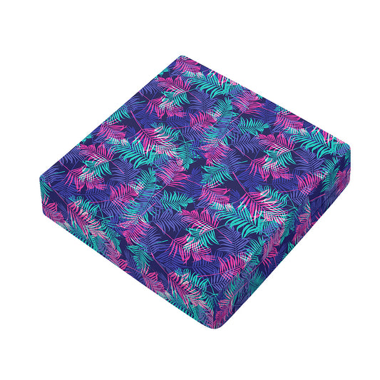 Pink And Blue Tropical Palm Leaf Print Outdoor Seat Cushion Cover