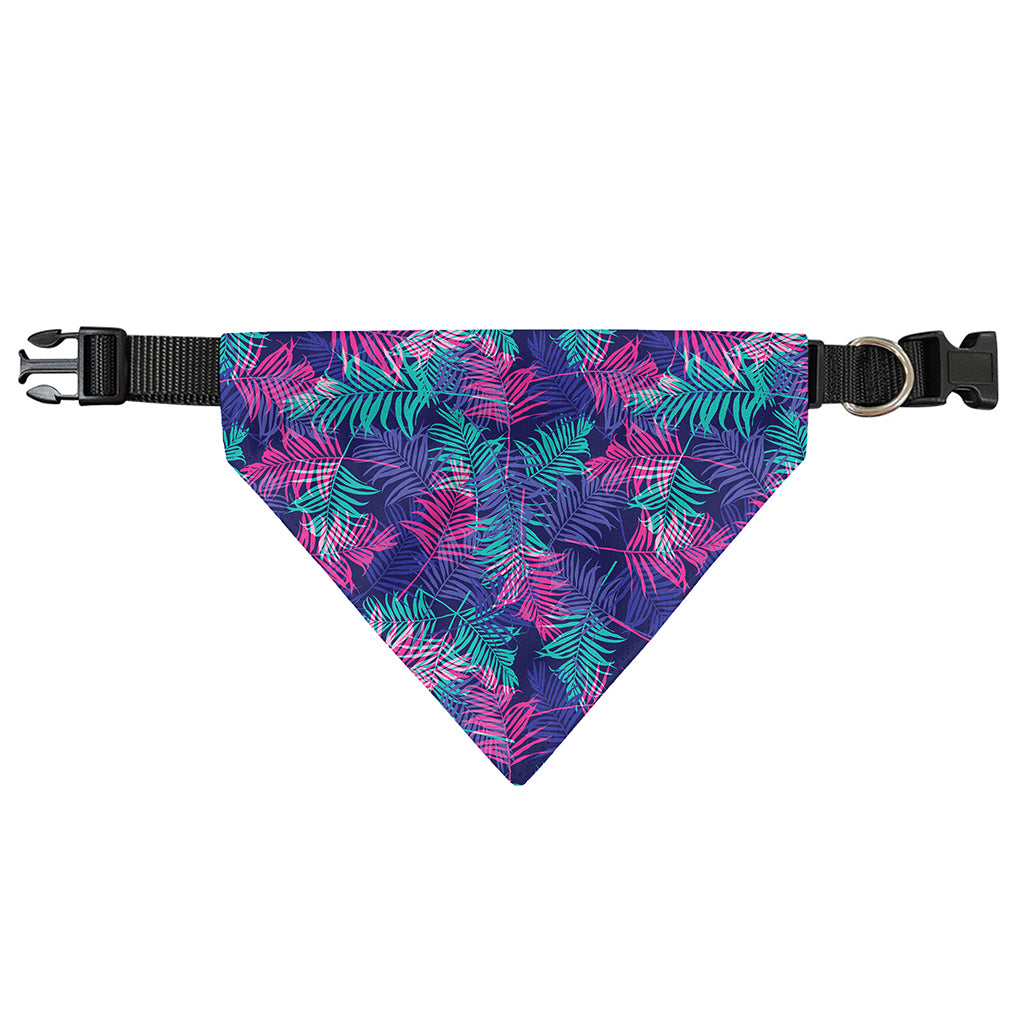 Pink And Blue Tropical Palm Leaf Print Over The Collar Dog Bandana