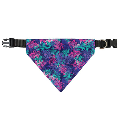 Pink And Blue Tropical Palm Leaf Print Over The Collar Dog Bandana