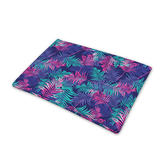 Pink And Blue Tropical Palm Leaf Print Pet Cooling Mat Cover