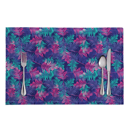 Pink And Blue Tropical Palm Leaf Print Placemat
