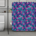 Pink And Blue Tropical Palm Leaf Print Polyester Shower Curtain
