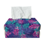 Pink And Blue Tropical Palm Leaf Print Rectangle Tissue Box Cover