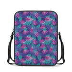 Pink And Blue Tropical Palm Leaf Print Rectangular Crossbody Bag