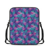 Pink And Blue Tropical Palm Leaf Print Rectangular Crossbody Bag