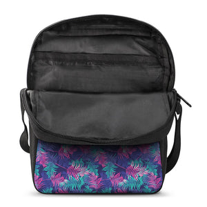 Pink And Blue Tropical Palm Leaf Print Rectangular Crossbody Bag