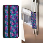 Pink And Blue Tropical Palm Leaf Print Refrigerator Handle Covers