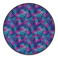 Pink And Blue Tropical Palm Leaf Print Round Floor Mat