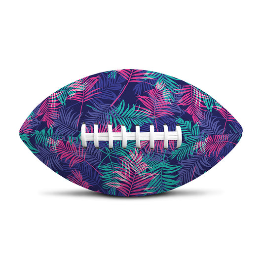 Pink And Blue Tropical Palm Leaf Print Rugby Ball